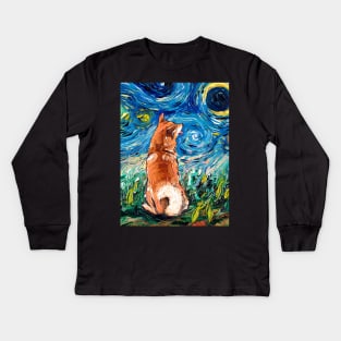 Shiba Inu Night Kids Long Sleeve T-Shirt